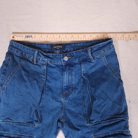 PRSTGE Cargo Snap and Zip Blue Jeans Mens Size 32 Denim Pants Streetwear - Picture 5 of 16